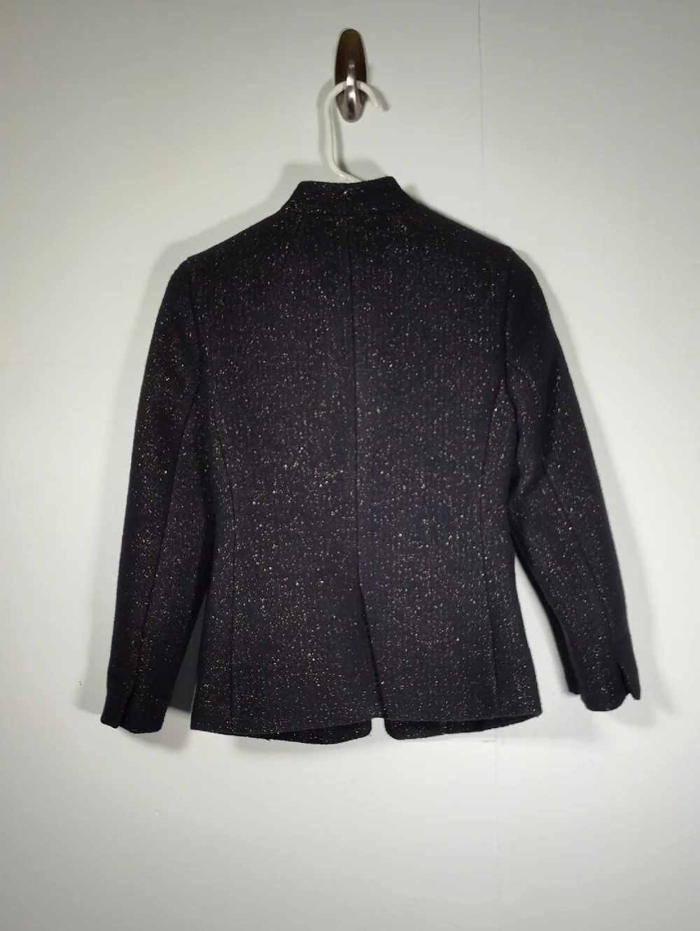 J. Crew Going Out Blazer in black tinsel tweed open front wool jacket‎ 00